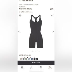 Outdoor mid thigh onsie, size small, color ash